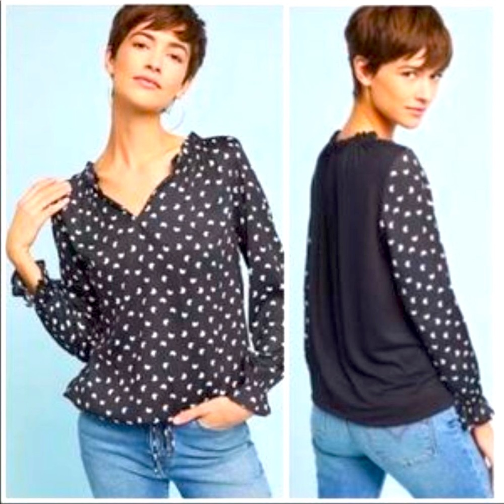 Anthropologie Dolan Moon French Quarter Black & White Top EUC in Size Small